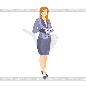 Woman In Classic Suit ith Skirt Part Of Collection - vector clipart