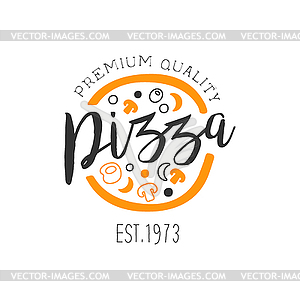 Full Pizza With Orange And Black Ingredients Premiu - vector clip art