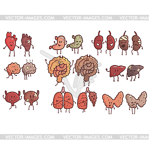 Human Internal Organs Healthy Vs Unhealthy Set Of - vector clipart