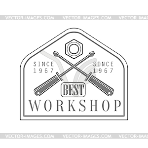 Crossed Screwdrivers Premium Quality Wood Workshop - vector image