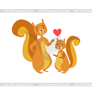 Squirrel Dad Animal Parent And Its Baby Calf - vector clip art