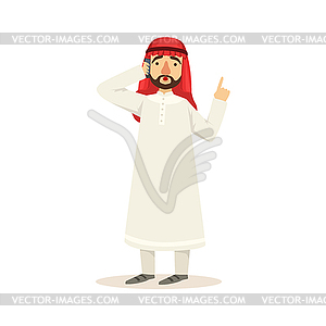 Arabic Muslim Businessman Dressed In Traditional - vector clipart