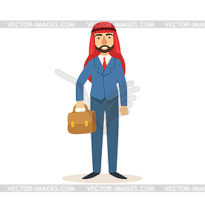 Арабский мусульманин Бизнесмен, одетый в дорогой - векторная иллюстрация
