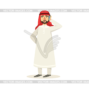 Arabic Muslim Businessman Dressed In Traditional - vector clip art