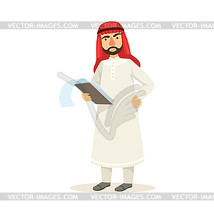 Arabic Muslim Businessman Dressed In Traditional - vector image