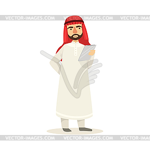 Арабский мусульманин Бизнесмен Одетые в традиционные - векторный эскиз