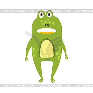 Лягушка Постоянный Лицом Плоский мультяшный Зеленый животных - векторная иллюстрация