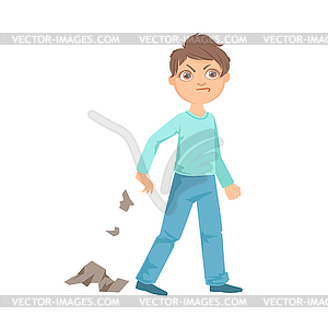 Boy Littering Teenage Bully Demonstrating - royalty-free vector clipart