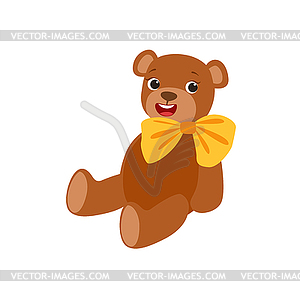 Плюшевый мишка с желтым бантом Дети Birthday Party Happ - векторный графический клипарт