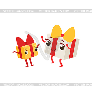 Two Boxes With Presents Kids Birthday Party Happy - vector image