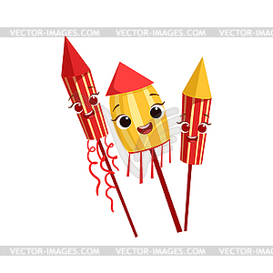 Fireworks Kids Birthday Party Happy Smiling Animate - vector image