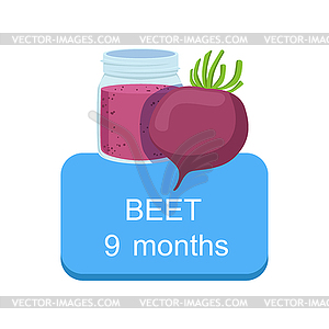 Recommended Time To Feed Baby With Fresh Beetroot - vector image
