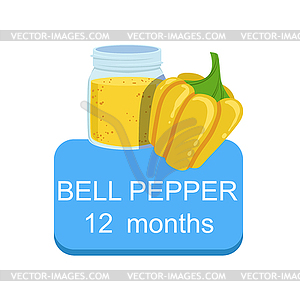 Рекомендуемое время кормить ребенка с Fresh Bell Пеппе - иллюстрация в векторном формате