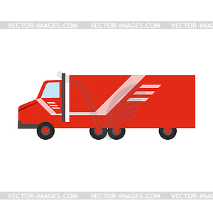 Delivery Service Company Red Long Distance Truck - royalty-free vector clipart