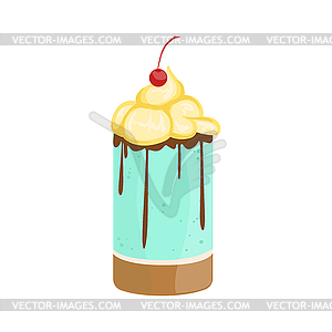 Personal Cake With Whipped Cream And Cherry - vector clipart