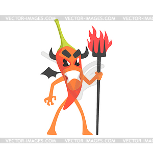 Devil Red Hot Chili Pepper Humanized Emotional - vector image