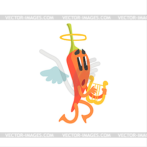 Angel Red Hot Chili Pepper Humanized Emotional - vector image