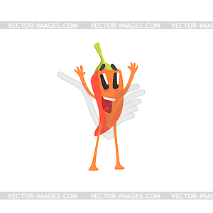 Happy Red Hot Chili Pepper Humanized Emotional - vector image