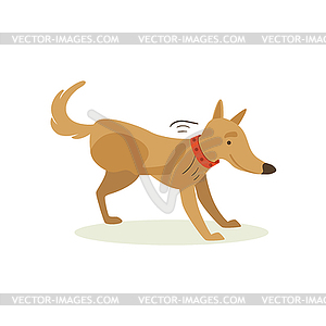 Brown Pet Dog Scratching of Fleas, Animal Emotion - vector image