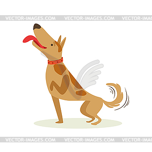 Well Trained Brown Pet Dog Striking Pose, Animal - vector clipart