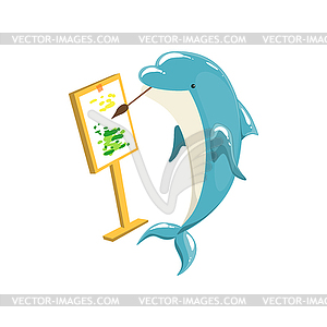 Blue Bottlenose Dolphin Painting On Canvas For - vector EPS clipart