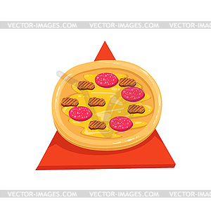 Pizza With Meat And Sausage,Part Of Italian Fast - vector clipart