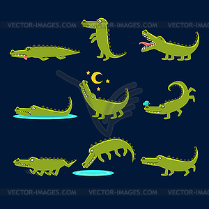 Smiling Friendly Crocodile Cartoon Character And It - vector clip art