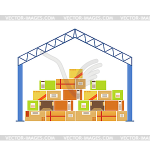 Warehouse Building Metal Roof Construction With - vector image