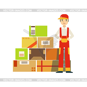 Paper Box Packages Piled Up In Warehouse With - vector clipart