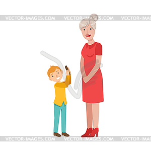 Grandson Showing Smartphone To Grandmother, Part - vector clip art