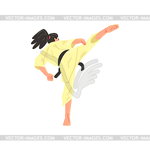 Karate Professional Fighter In Kimono With Black - color vector clipart