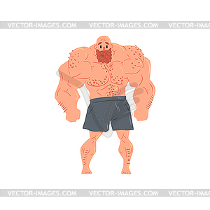 Man In Black Boxers Bodybuilder Funny Smiling - vector image