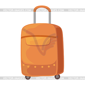 Brown Suitcase On Wheels With Telescopic Handle Ite - vector image