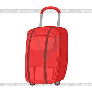 Big Red Suitcase On Wheels With Telescopic Handle - color vector clipart