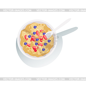 Oatmeal Porridge With Fresh Berries Classic - vector clip art