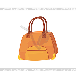 Female Brown Leather Handbag Item of Baggage Bag - vector clipart