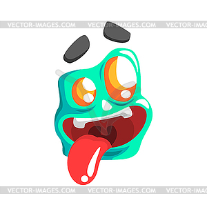 Silly Blue Emoji Cartoon Square Funny Emotional Fac - vector image