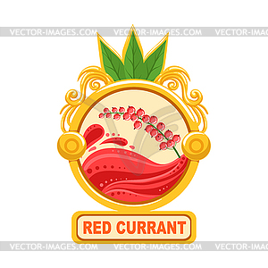Red Currant Bright Color Jam Label Sticker - vector image