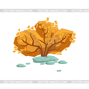Yellow Leaved Autumn Wood Bush Natural Landscape - vector image