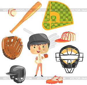 Boy Baseball Player,Kids Future Dream Professional - vector image