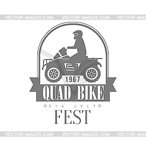 Quad Bike Fest Дизайн этикетки Black And White Templat - векторный дизайн