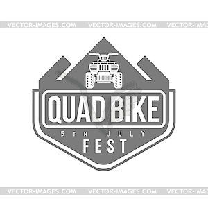 Квадроцикл фестиваль Дизайн этикетки черно-белое изображение - векторный эскиз