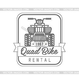 Quad Bike For Rent Label Design Black And White - vector image