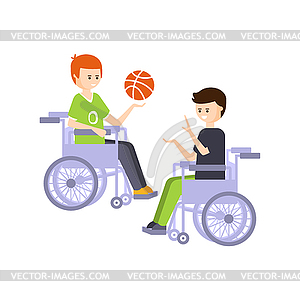 Physically Handicapped Person Living Full Happy Lif - vector image