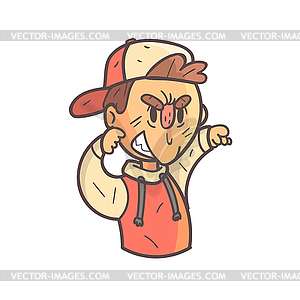 Aggressive Boy In Cap And College Jacket Emoji - vector image