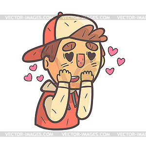 Madly In Love Boy In Cap And College Jacket Emoji - vector clipart