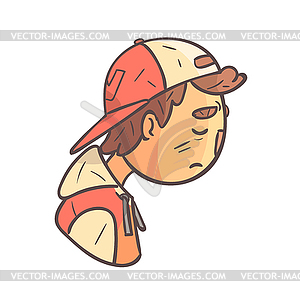 Sad Boy In Cap And College Jacket Emoji Cool - vector EPS clipart