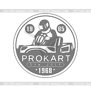 Prokart Karting Club Black And White Logo Design - vector image