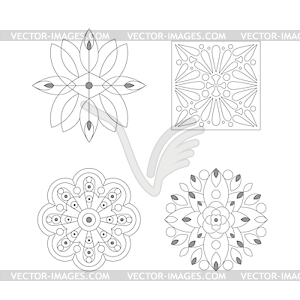 Regular Shape Four Doodle Ornamental Figures In - vector image