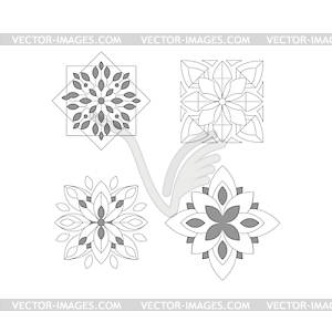 Regular Shape Four Doodle Ornamental Figures In - vector image